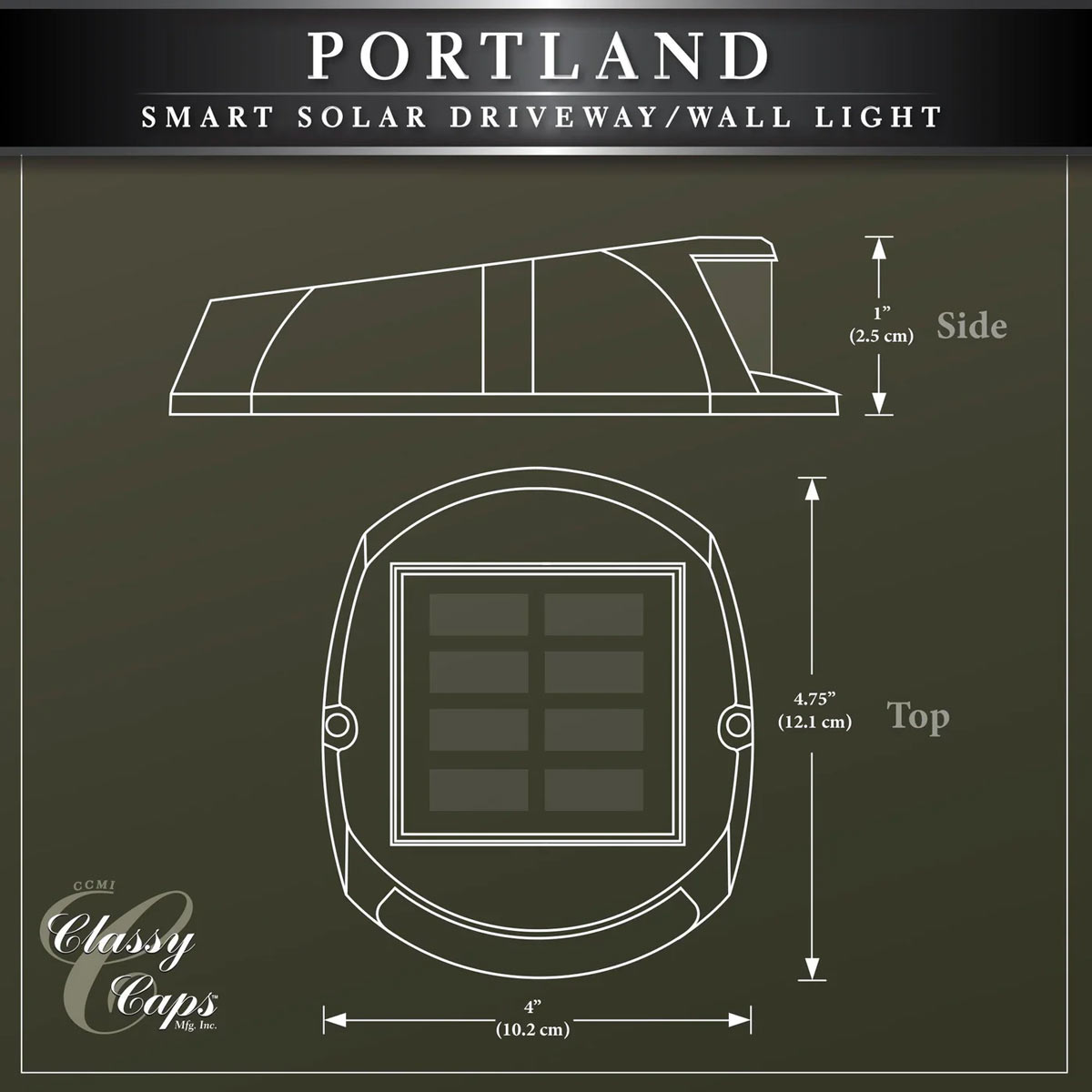LED Portland Smart Solar Driveway/Wall Light Dimensions LED Portland Smart Solar Driveway/Wall Light Dimensions