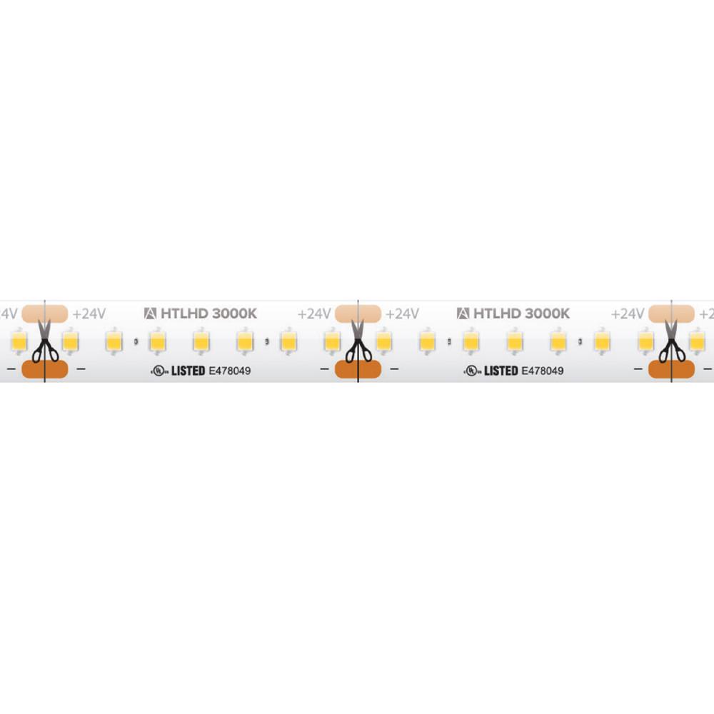 American Lighting 24V Static White LED Tape Light, 16.4' Reel, Dimmable High Output Strip Lighting, 3.65 Watts & 385 Lumens Per-Foot, IP54 Rated, Cuttable Every 1.51", Easy Installation - TPL-AML-HTLHD 