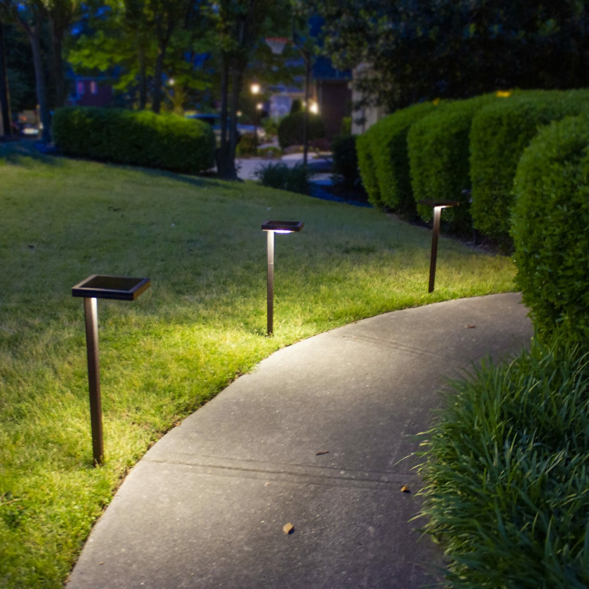 Contemporary Square Solar Pathway Light with 3 Ground Stake Mounting Options and Dual Colors