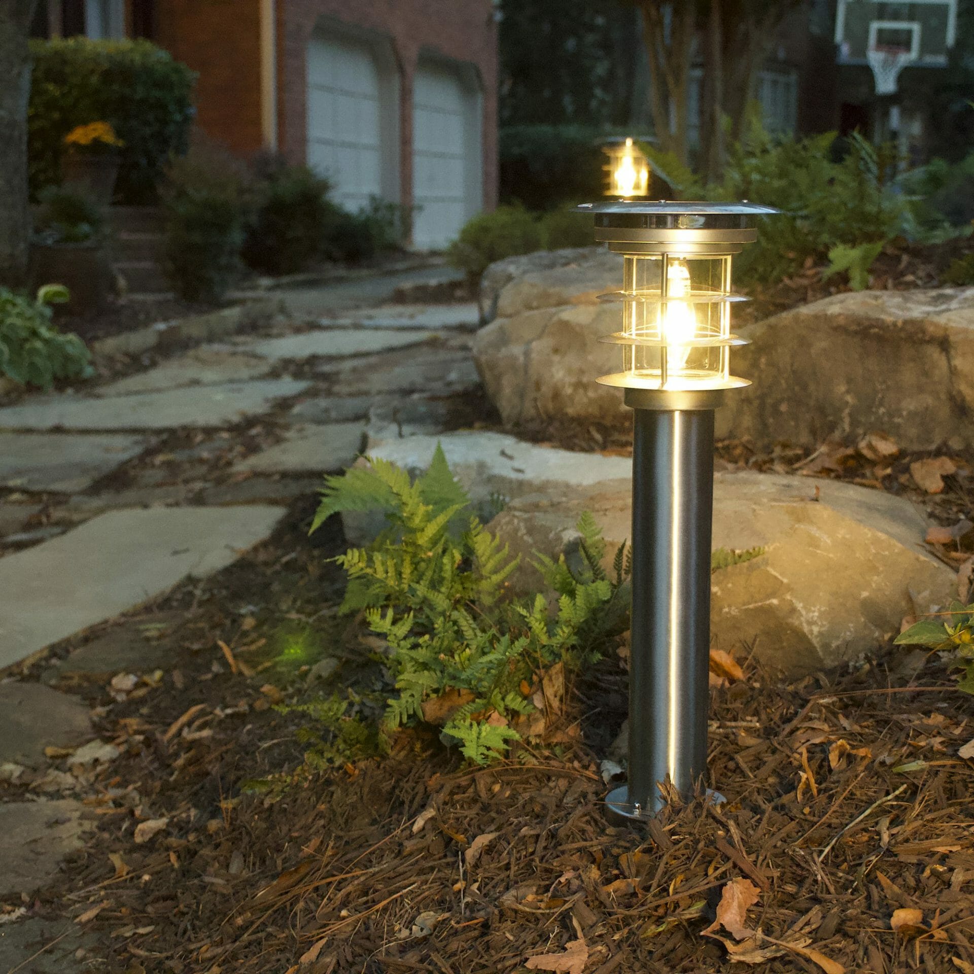 Stainless Steel Bollard Solar Light with EZ Anchor (2 PK)