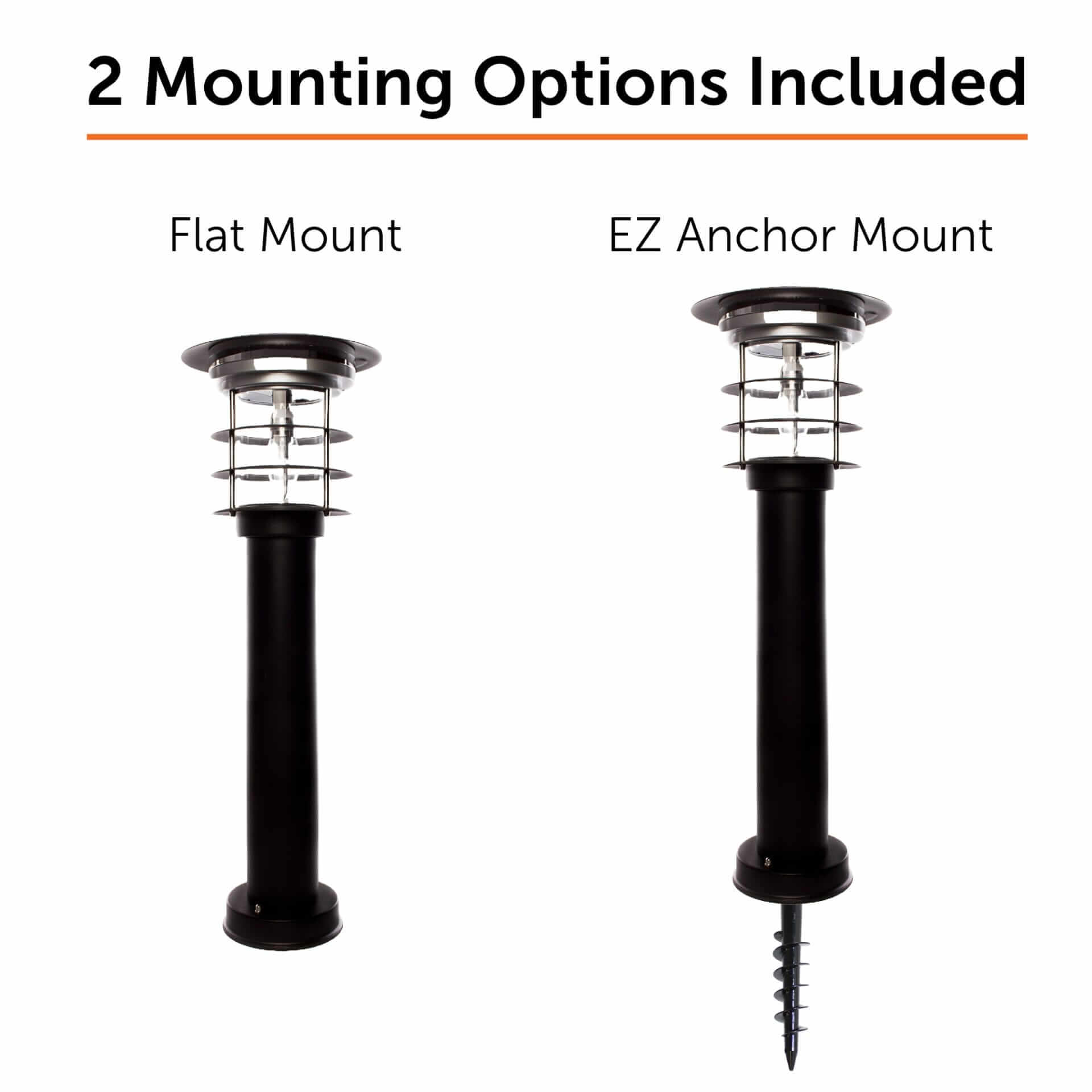 Stainless Steel Bollard Solar Light with EZ Anchor (2 PK)