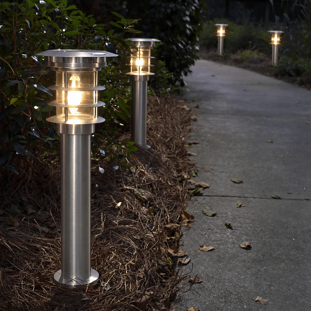 Stainless Steel Bollard Solar Light with EZ Anchor (2 PK)