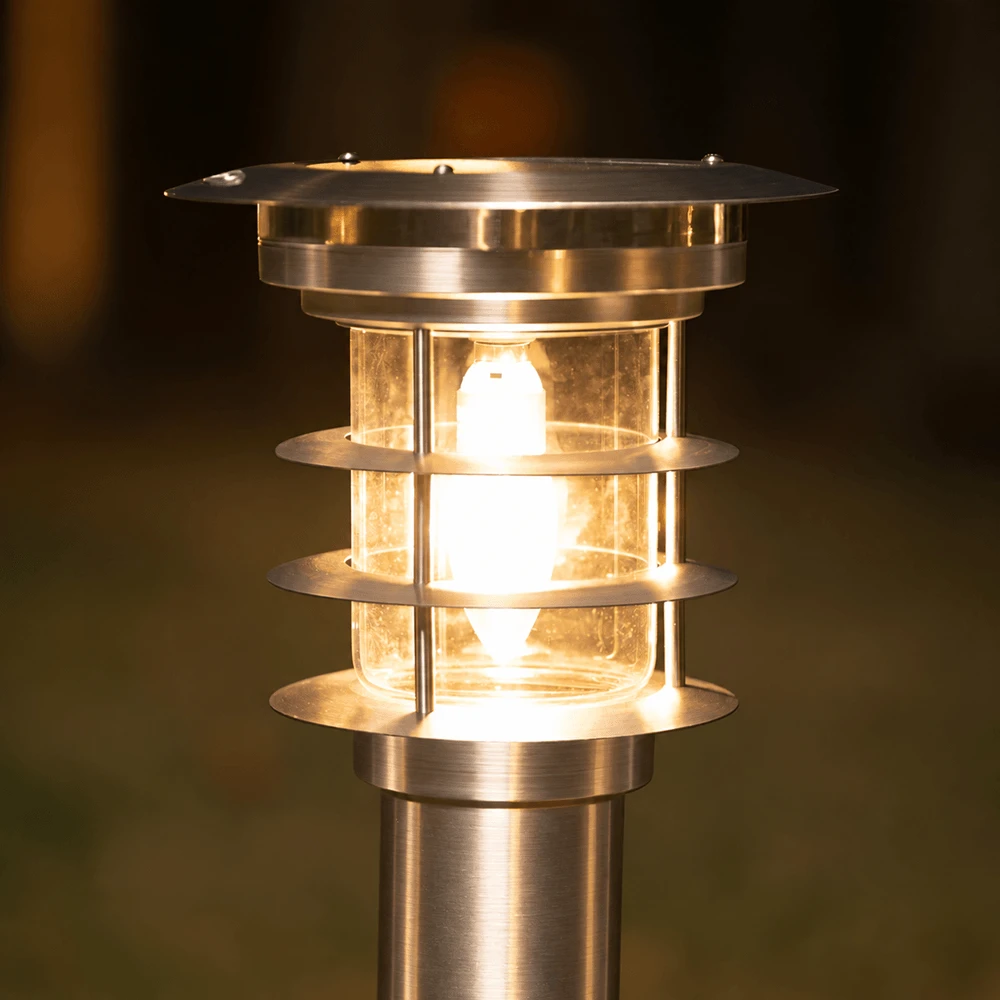 Stainless Steel Bollard Solar Light with EZ Anchor (2 PK)