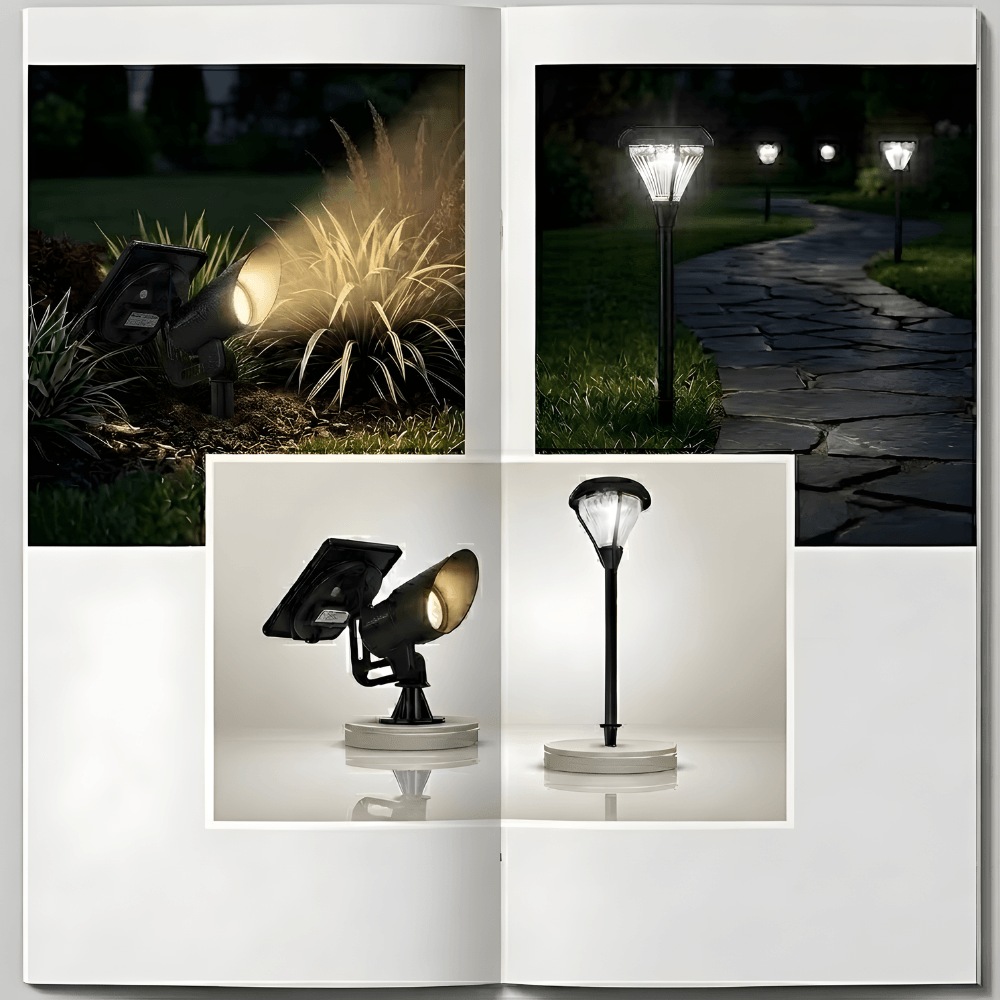 Sunset Glow Garden Bundle  4-Pathway + 2-Spotlight Solar Lighting Kit