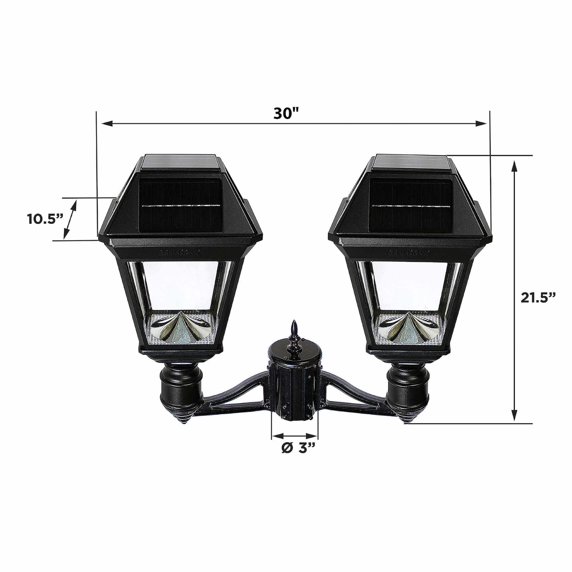 Imperial III Commercial Solar Double Post Light with Dual Color Temperature and 3″ Fitter