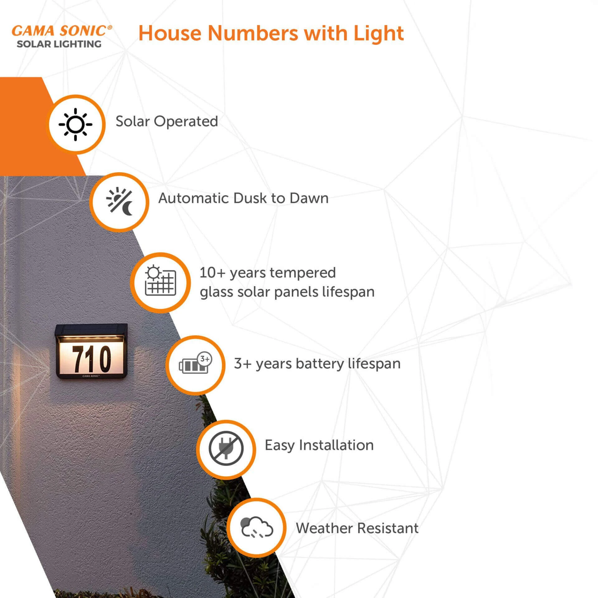 Solar Address Wall Plaque Light