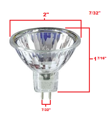 12V 35W Halogen MR16 Light Bulb Dimensions