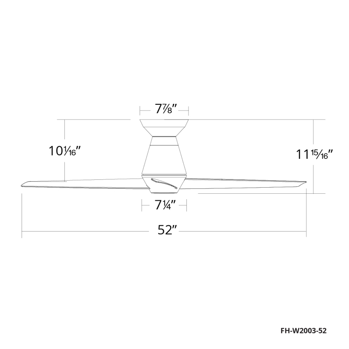 3-Blade 52-inch Smart Fan Dimensions