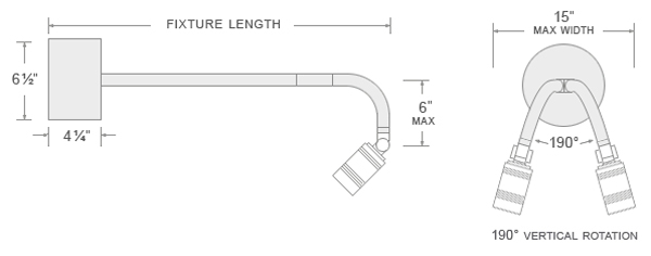 LBD Dual Head Sign Light Dimensions Diagram