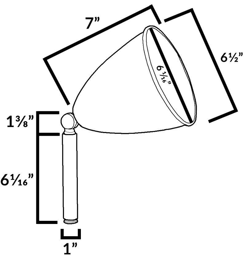 PSD125 Open Face Brass Landscape Flood Light Dimensions Diagram