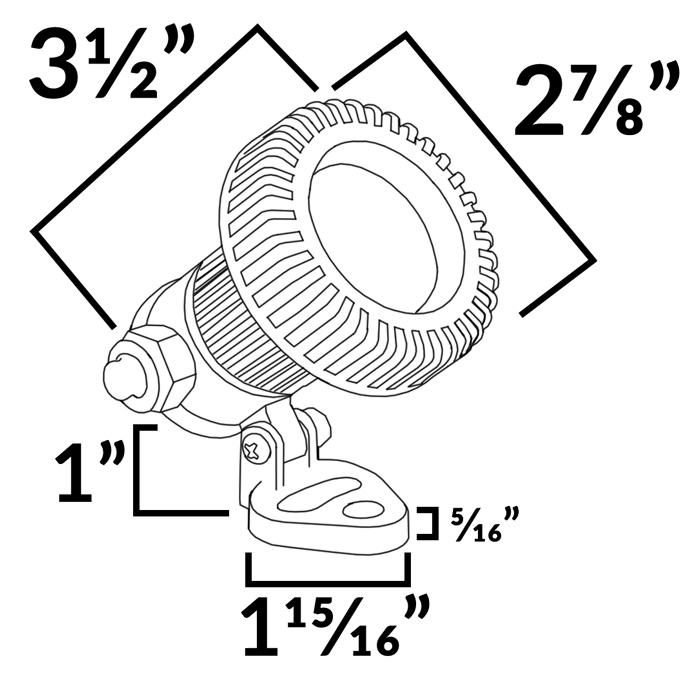 PUM001 Composite Mini Underwater Spotlight Dimensions Diagram