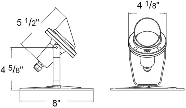 R-UW51S 12V Stainless Steel Underwater Pond Spotlight Dimensions Diagram