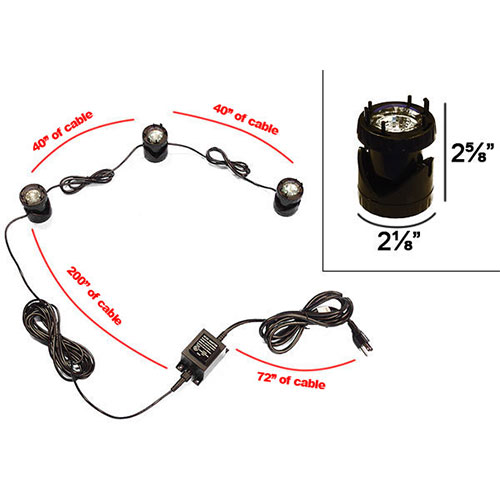 LARAKIT Underwater Fountain Light Kit Dimensions