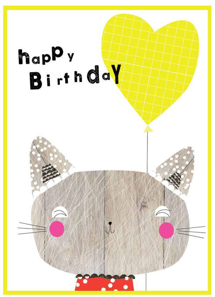 Super Cool Cat Happy Birthday Card cute birthday card kids