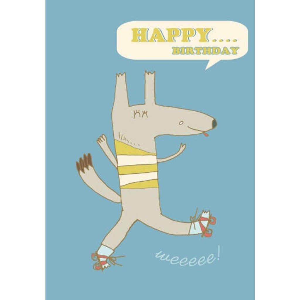 Roller Skating Dog... Weeeeeee! Birthday Card children cool cute birthday greeting card