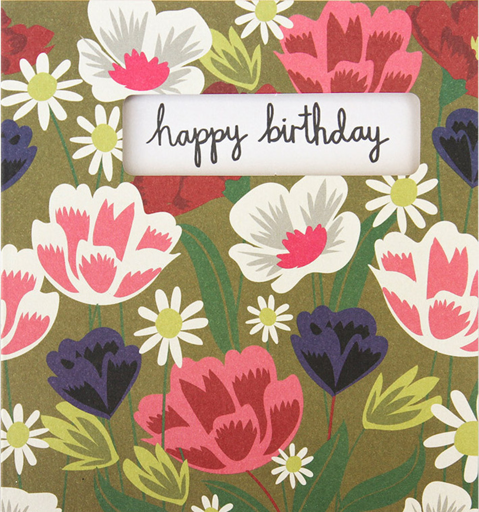 Retro Flowers Greeting Card Caroline Gardner