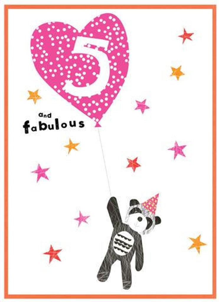 5 and Fabulous cute cool birthday card age 5