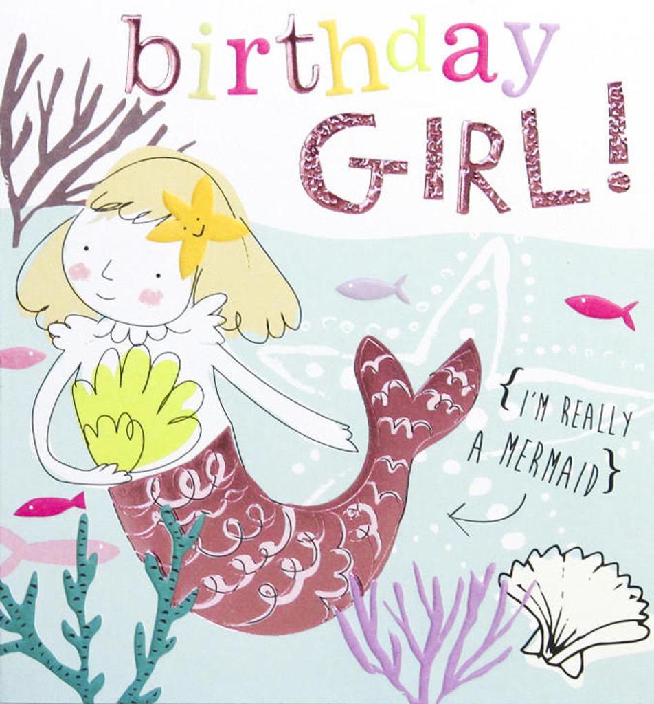 I'm really a Mermaid cute birthday card kids