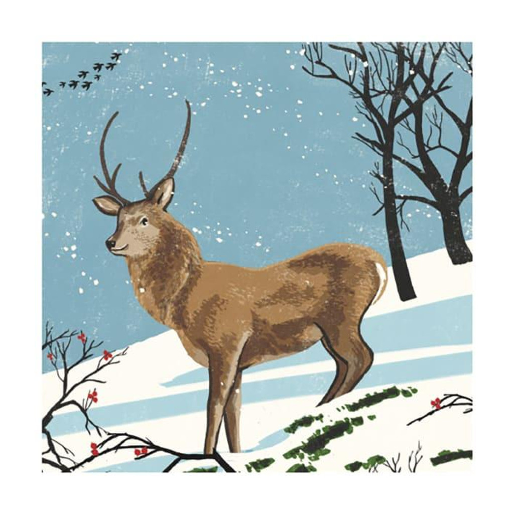 Stag in the Snow cute christmas card