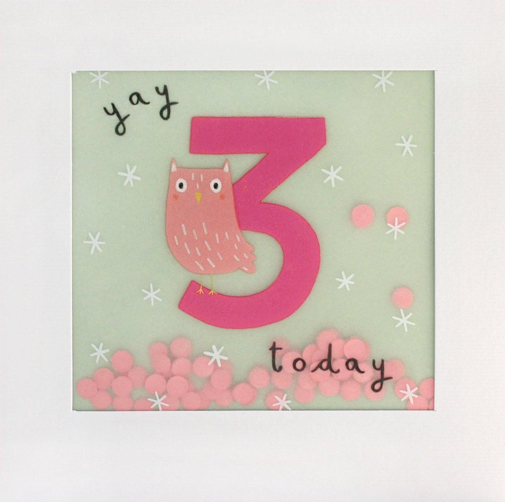 Yay 3 Today cute birthday card kids