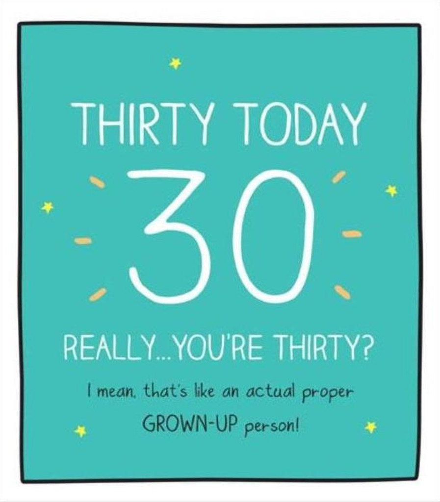 Thirty Today 30th thirtieth quirky funny birthday card