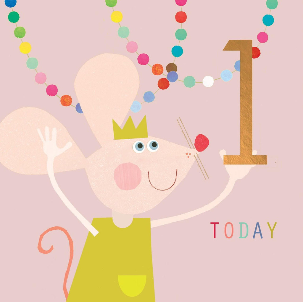 Mouse Aged 1 cute birthday card kids