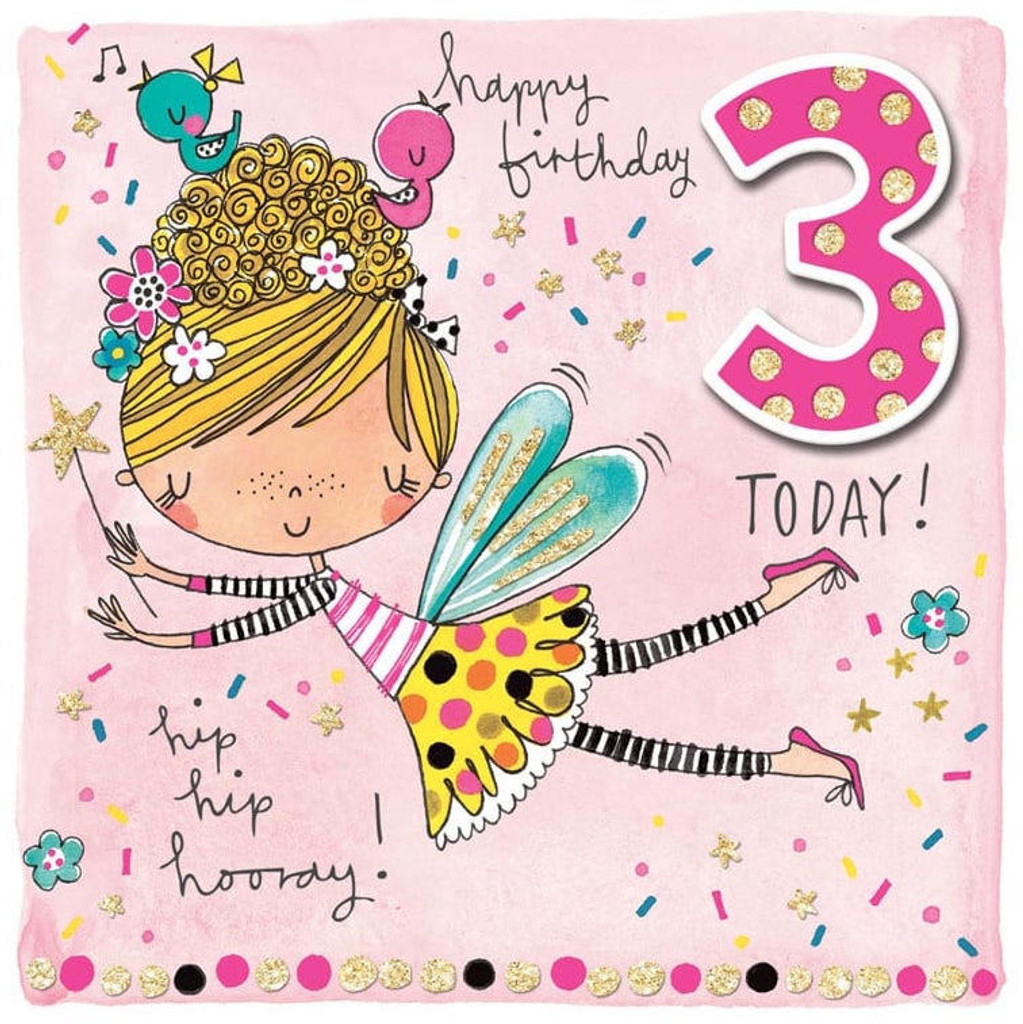 Fairy 3 Today cute birthday card kids