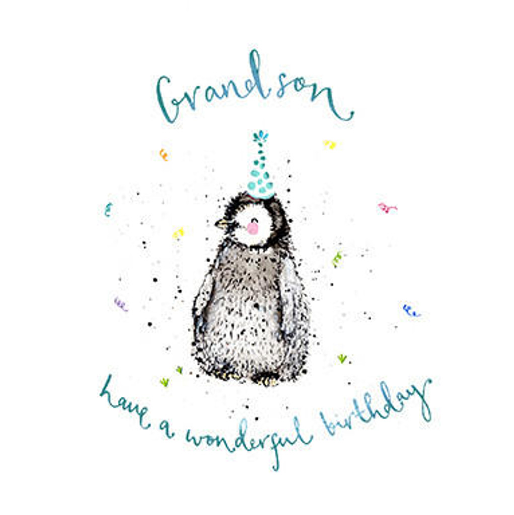 Grandson Penguin grandson quirky cute cool funny birthday card