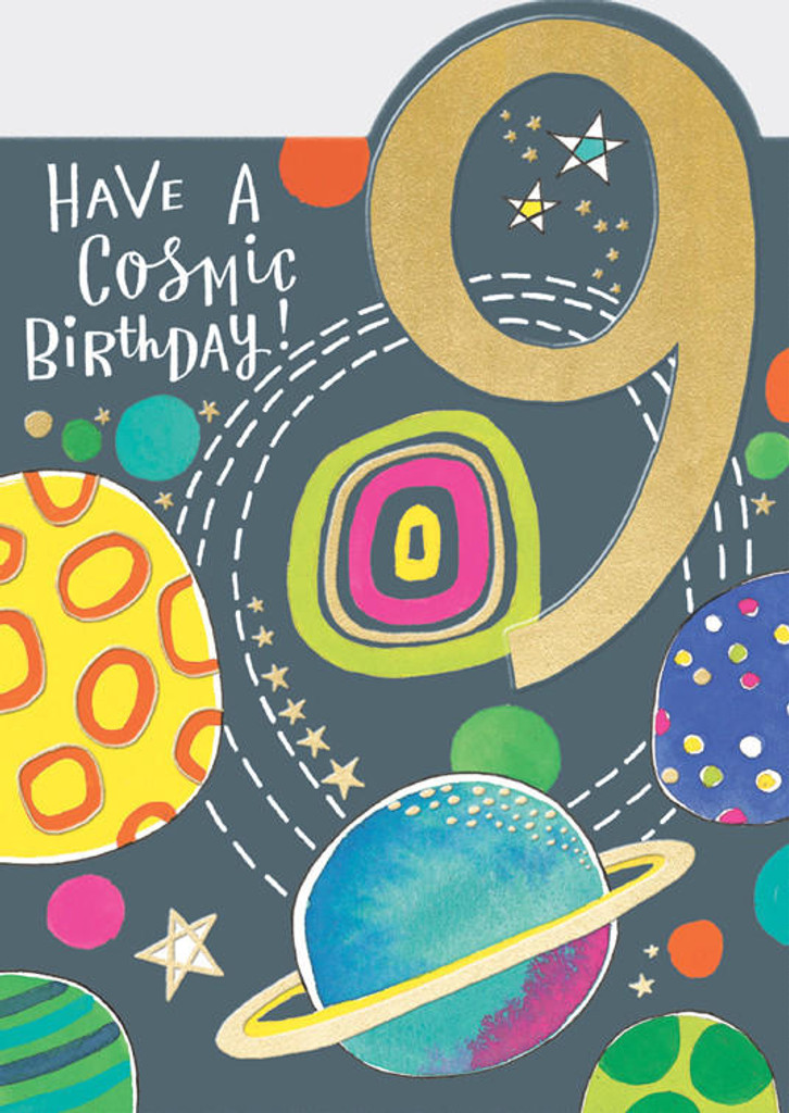 Cosmic Birthday 9 cute cool birthday card age 9