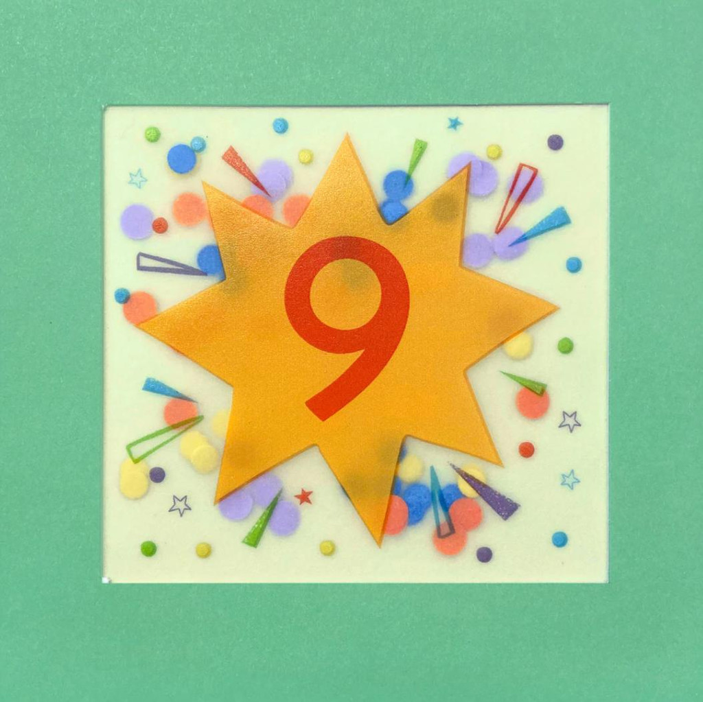 Star 9 cute cool birthday card age 9