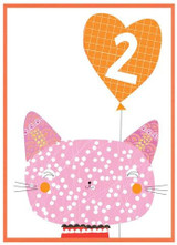 Aged 2 Cat cute cool birthday card age 2