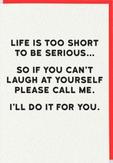 Life is Too Short quirky birthday card