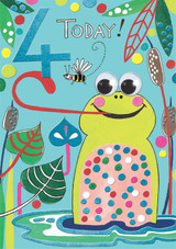 Froggie Eyes 4 age 4 cute cool birthday card