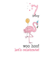 7 Today Woo Hoo! cute cool birthday card age 7