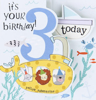 Yellow Submarine cute birthday card kids