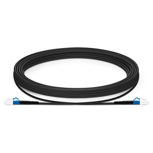 Coiled black single‑core armored fiber optic patch cord with LC/UPC connectors on both ends, suitable for long‑distance OS2 applications, custom cable assemblies and rugged wire harness installations. Coiled black single‑core armored fiber optic patch cord with LC/UPC connectors on both ends, suitable for long‑distance OS2 applications, custom cable assemblies and rugged wire harness installations.