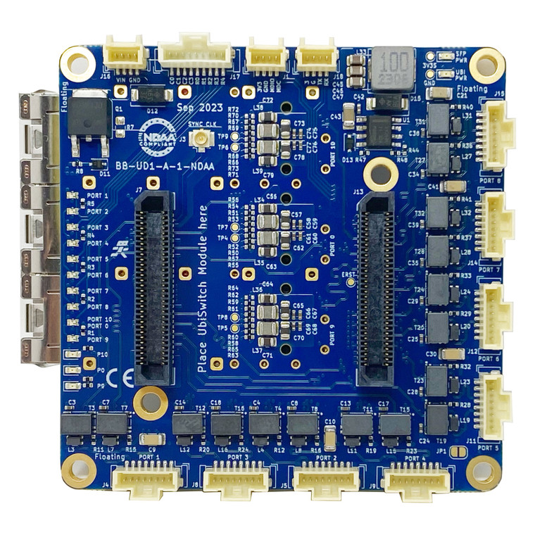 Compact connectivity breakout and development board for the BotBlox UbiSwitch Module