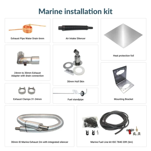 Eberspacher Airtronic D2 / D2L / D4 / D4L / D4R Marine Installation Kit