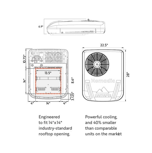 Nomadic Cooling X2 Air Conditioner dimensions