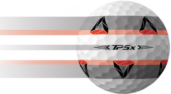TaylorMade TP5 Pix Golf Ball showing the Pix graphics and putting path.