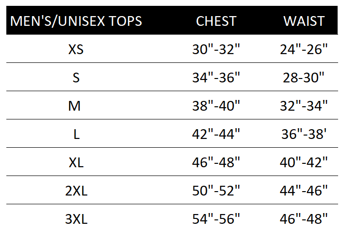 Transparent Freedom Marketplace T-shirt Size Chart