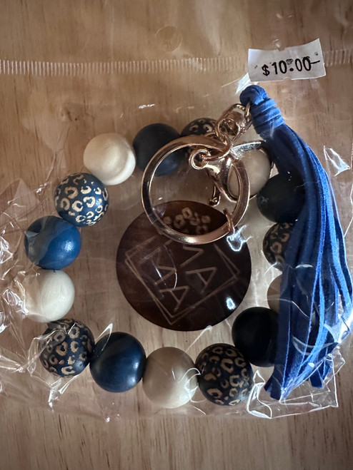 Blue Ivory and Patterned Keychain