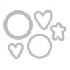 Sizzix Framelits Die Set 5PK with Stamps - Circles & Icons, Hearts & Star