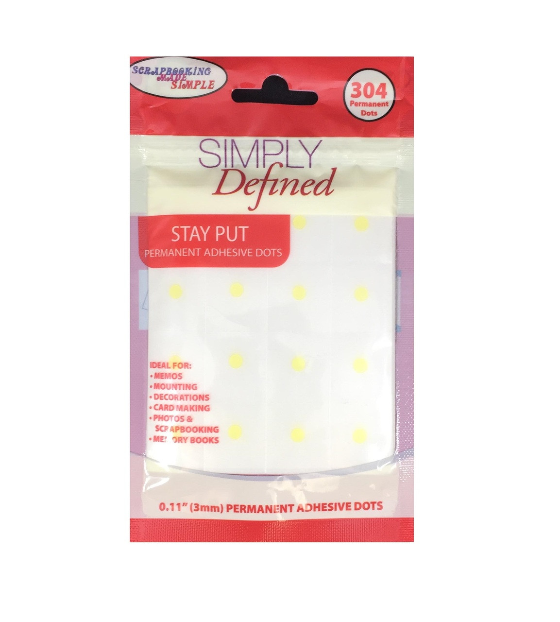 Simply Defined Stay Put - 0.11(3mm) Yellow Permanent Adhesive Dots -  Scrapbooking Made Simple