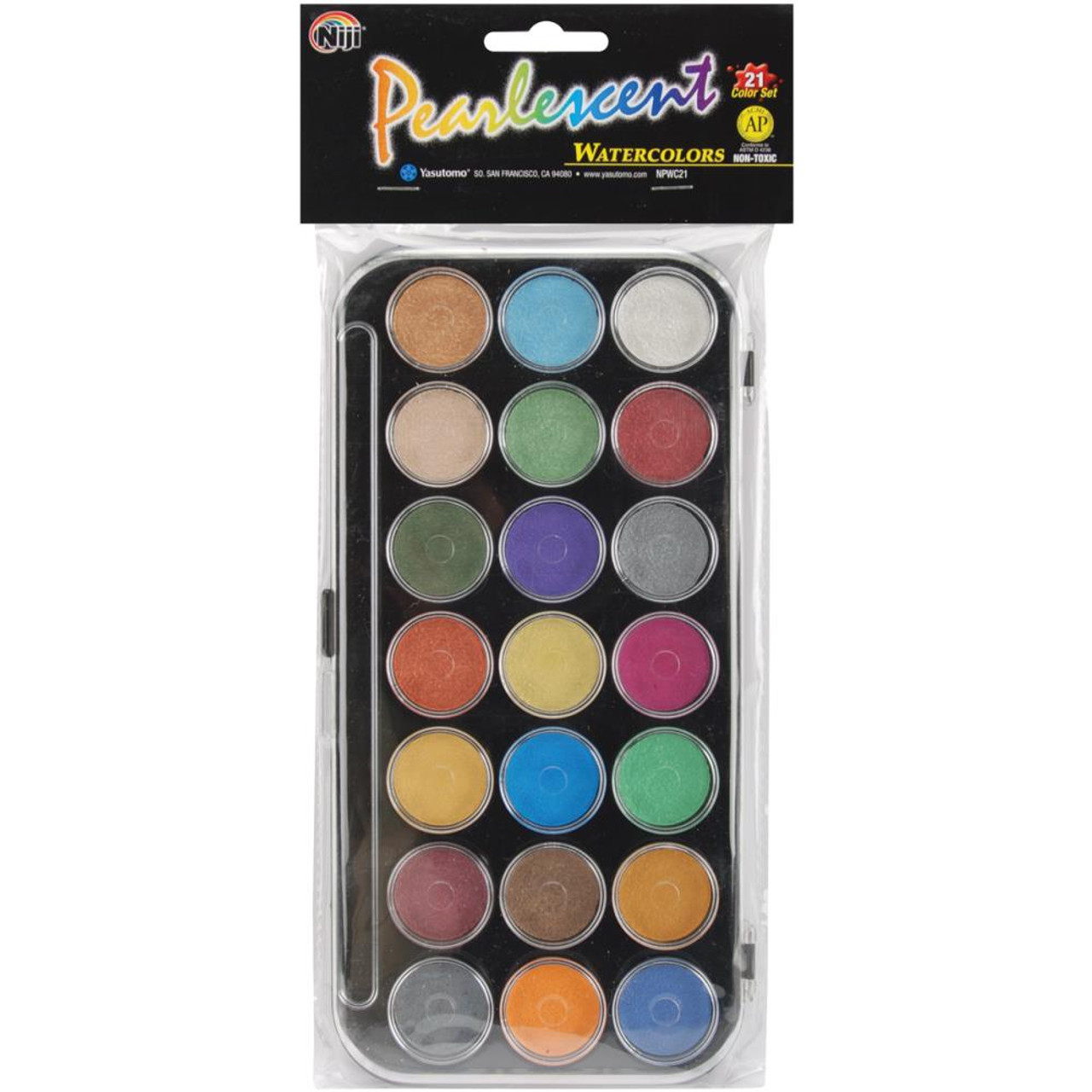 Yasutomo Pearlescent Watercolor Paint Cakes 21/Pkg Assorted Colors -  Scrapbooking Made Simple