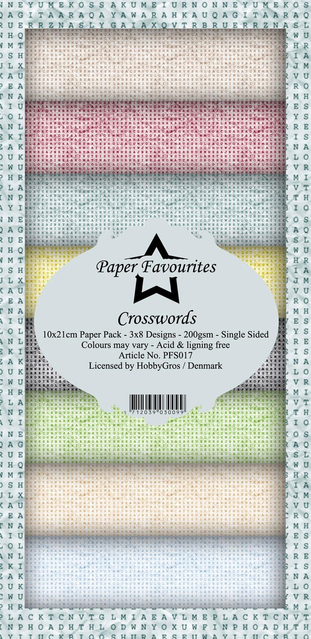 Paper Favourites Slim Line Paper Pad Crosswords Scrapbooking Made