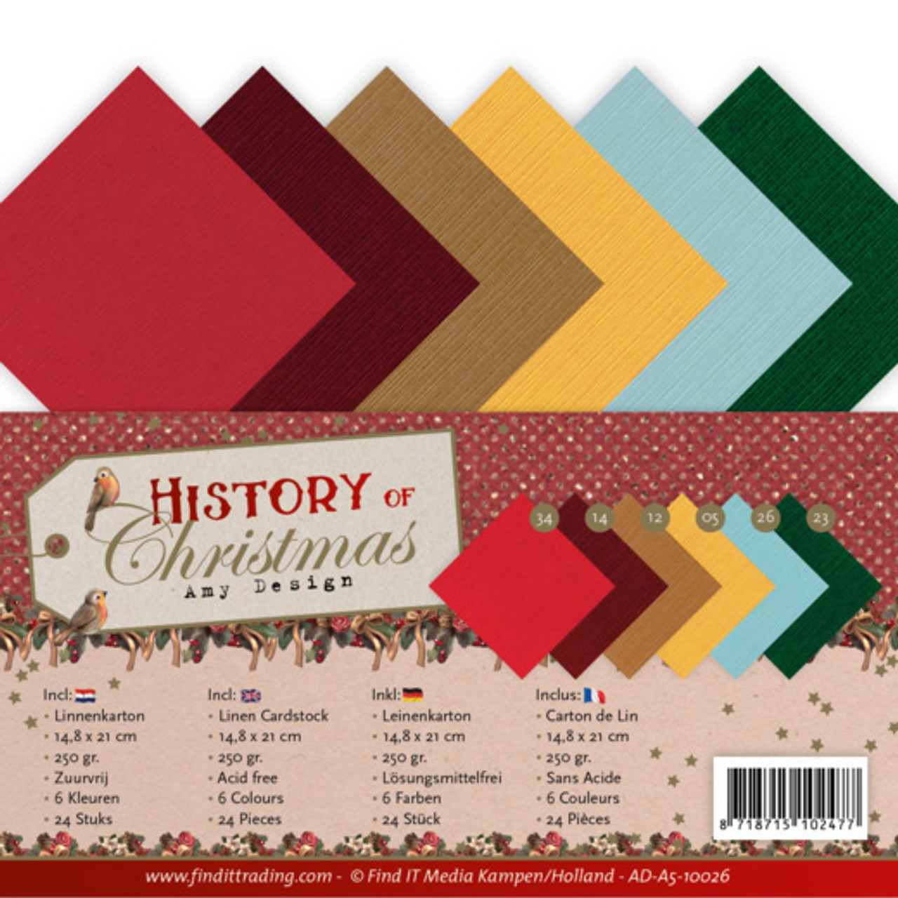 Find-It Trading A5 Amy Design Linen Cardstock Pack - History of Christmas -  Scrapbooking Made Simple