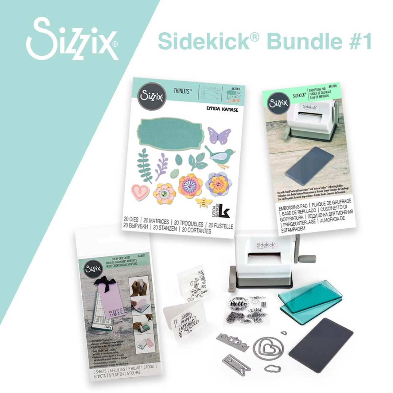 Sizzix Sidekick Starter Kit (White & Gray) with Die Pick and Thinlits  Bundle - Scrapbooking Made Simple