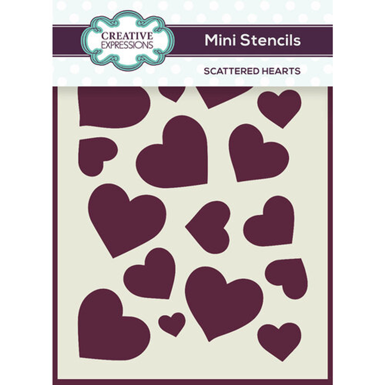 Creative Expressions Mini Stencil - Scattered Hearts - Scrapbooking Made  Simple