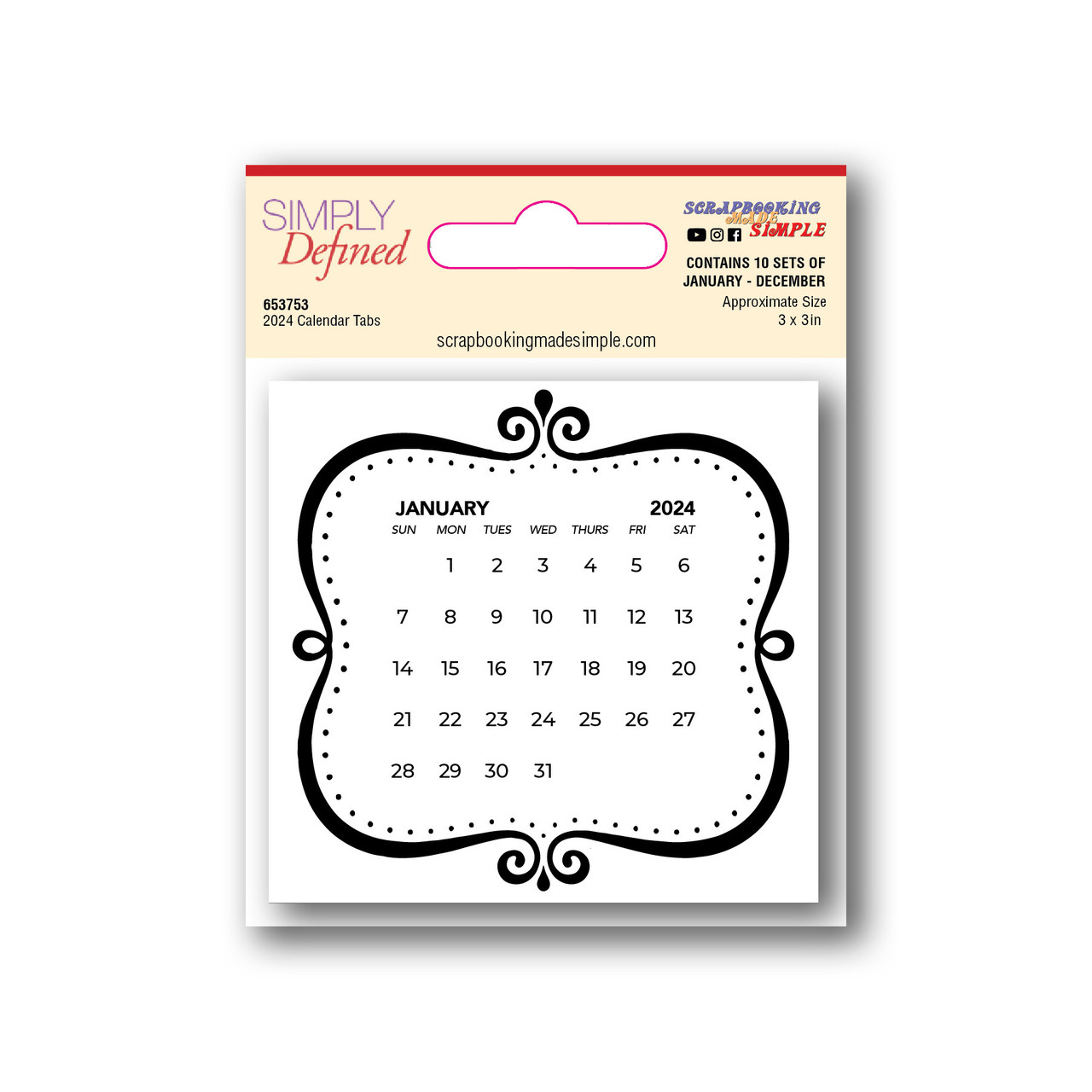 2024 Scrapbook Calendar with Dates & stickers